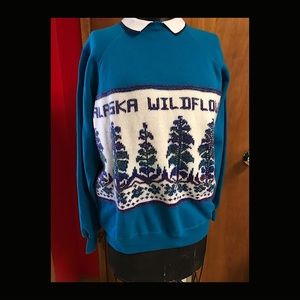 Grandma Vintage Sweatshirt w/ Alaska Wild Flower L